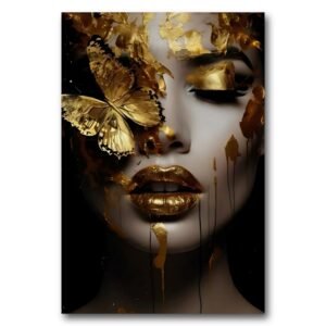 tableau golden butterfly and lips (copie)