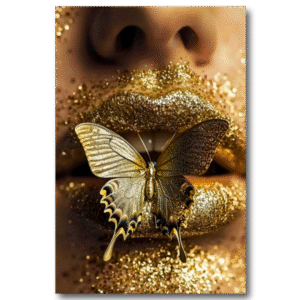 tableau golden butterfly and lips (copie)