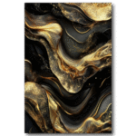 Tableau Absrait Marbre Or et Noir